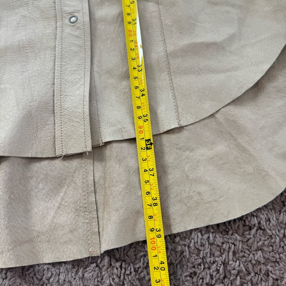 Illia Tan Beige 100% Genuine Leather Dress Belted Snap Front Sheath 6 S *Stains - Picture 9 of 13